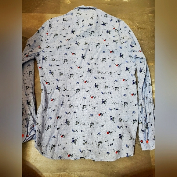 NZA New Zealand Auckland Plaid Floral Button Down Shirt. Blue, White. Men L. - Picture 8 of 11